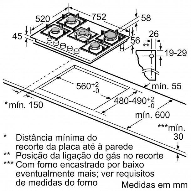 Placa Gs Natural BOSCH PPQ7A6B90 - 5 Zonas