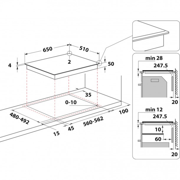 Placa Induo WHIRLPOOL WFS9365BFIXL - 4 Zonas