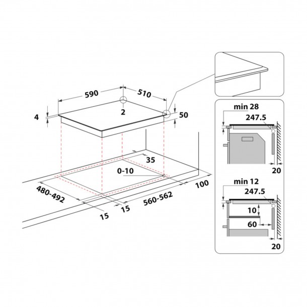 Placa Induo WHIRLPOOL WFS5060CPBF - 4 Zonas