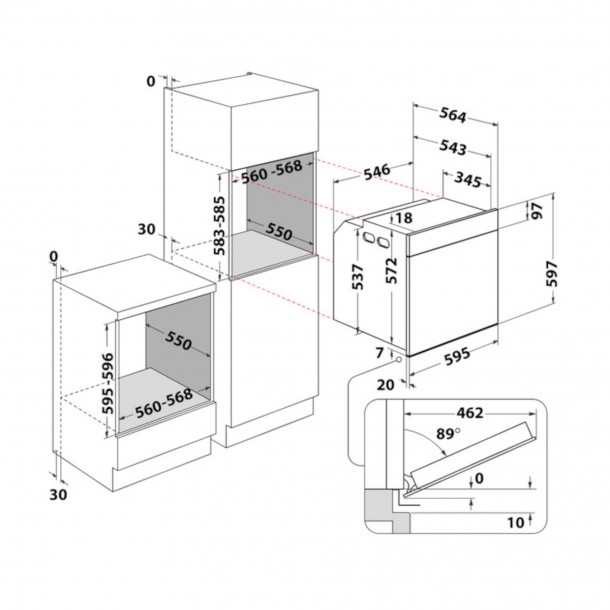 Forno WHIRLPOOL WOI4IS8PM1SXA - 73 L - Piroltico