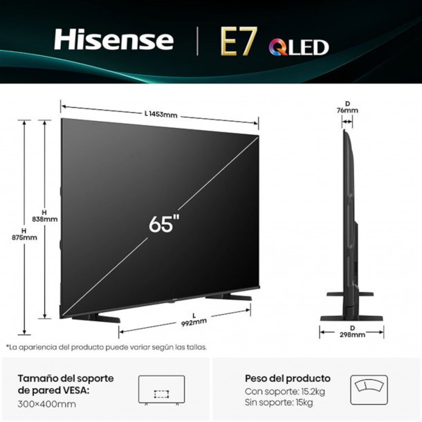 Qled Tv HISENSE 65E7Q 65" Qled 4K Ultra HD Quantum Dot
