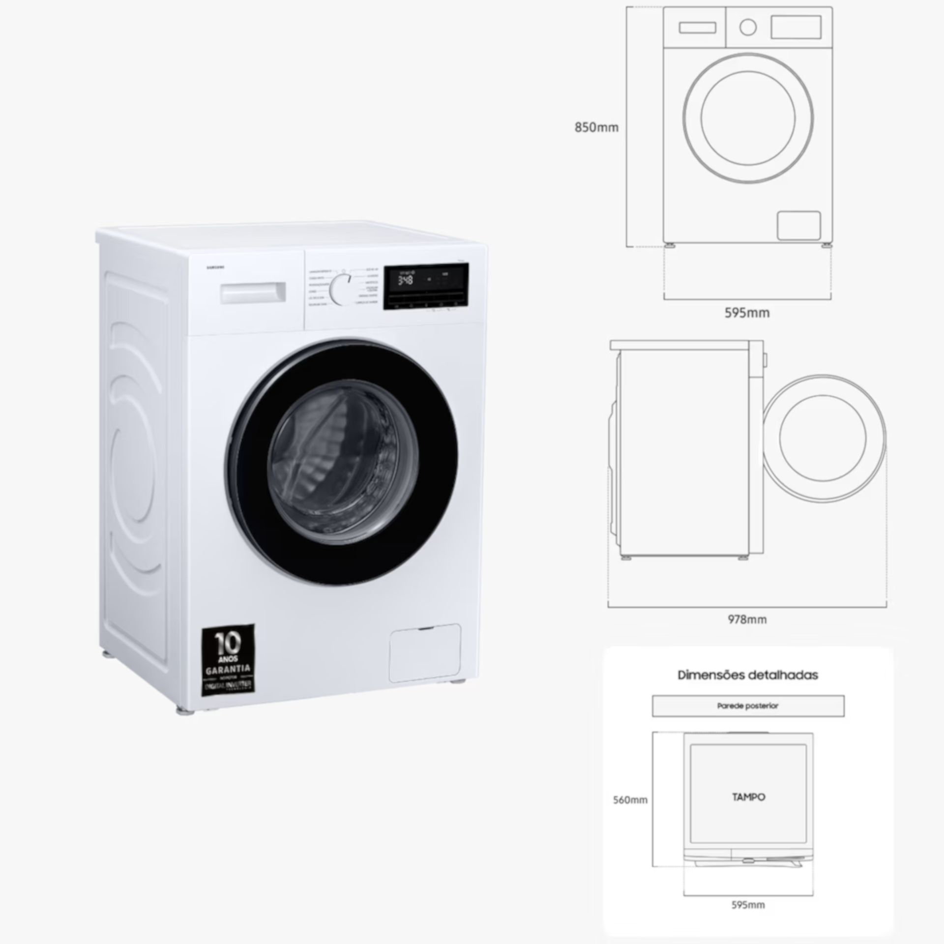 Máquina Lavar Roupa SAMSUNG WW90FG3M05AWEP - 9 Kg - 1400 Rpm