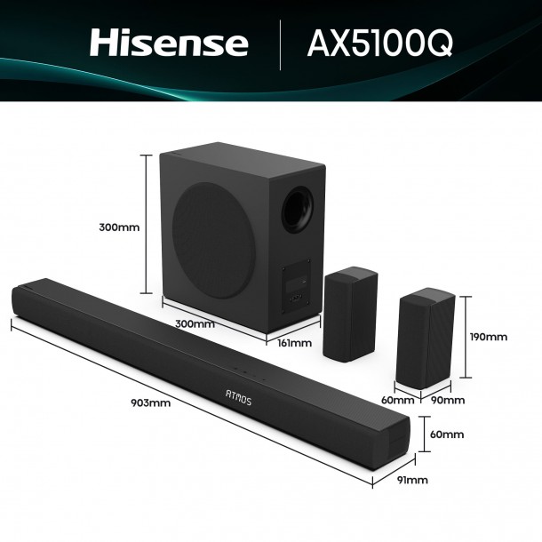 Barra Som HISENSE AX5100Q Dolby Atmos - 580W
