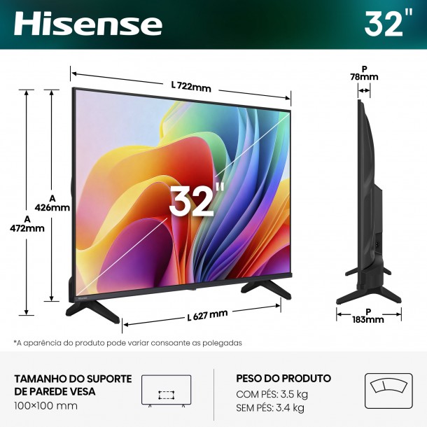 Tv HISENSE 32A4S 32" HD Ready Smart Tv