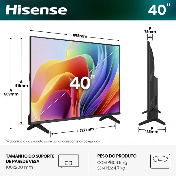 Tv HISENSE 40A4S 40" Full HD Smart TV