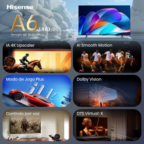 Tv HISENSE 55A6S 55" 4K Ultra HD Dolby Vision AI 4K Upscaller