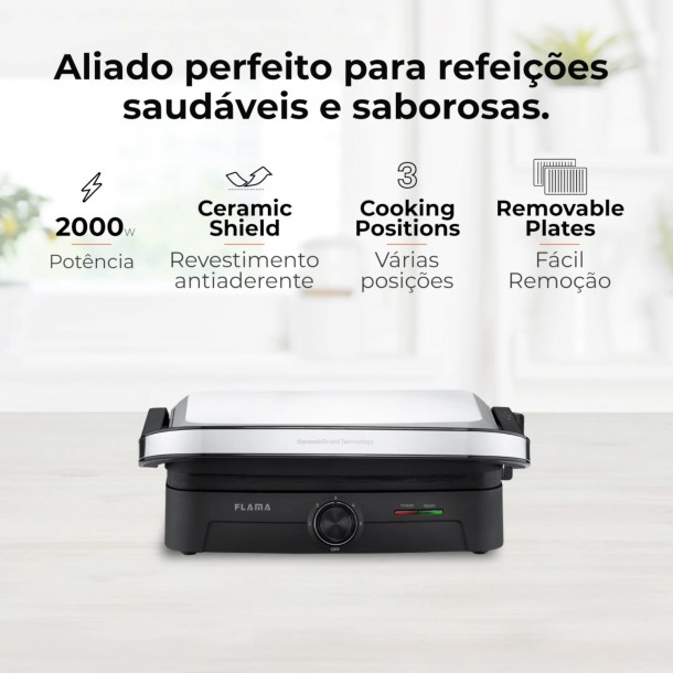 Grelhador Placas SlideControl FLAMA 4586FL - 2000W