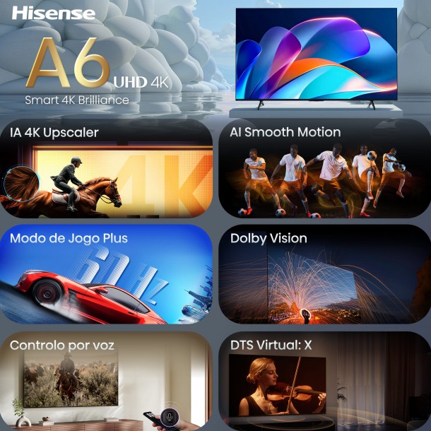 Tv HISENSE 43A6S 43" 4K Ultra HD Dolby Vision AI 4K Upscaller