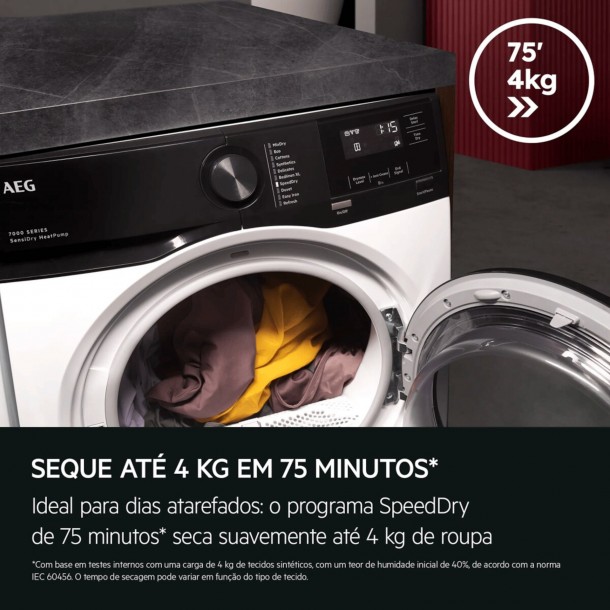 M�quina Secar Roupa AEG TE 7G9OBOB - 9Kgs - Bomba Calor